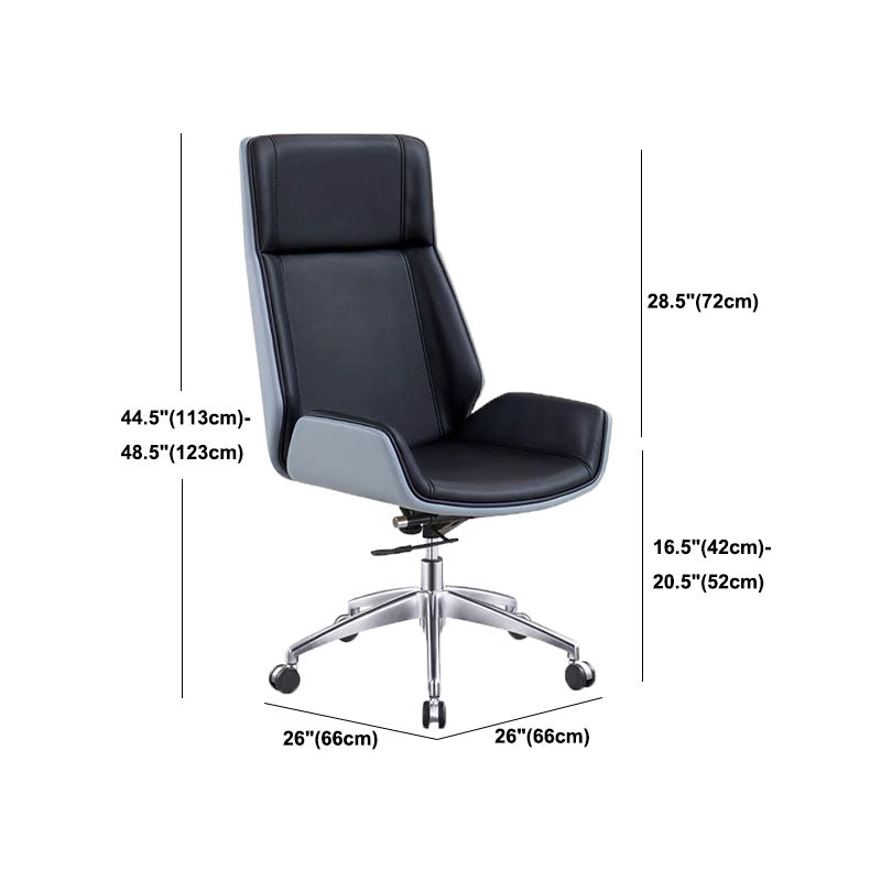 Fixed Arms Desk Chair High-back Ergonomic Leather Office Chair