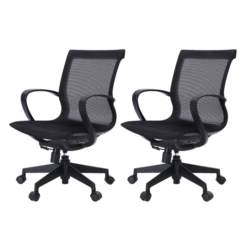 Mid-Back Swivel/Tilt Chair Black Office Chair Fixed Arms Desk Chair