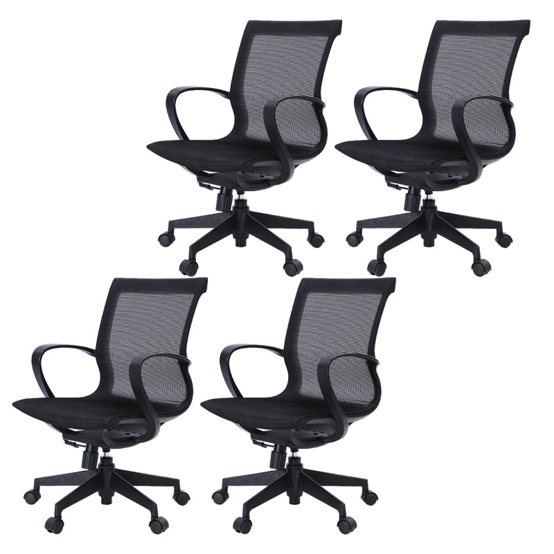 Mid-Back Swivel/Tilt Chair Black Office Chair Fixed Arms Desk Chair