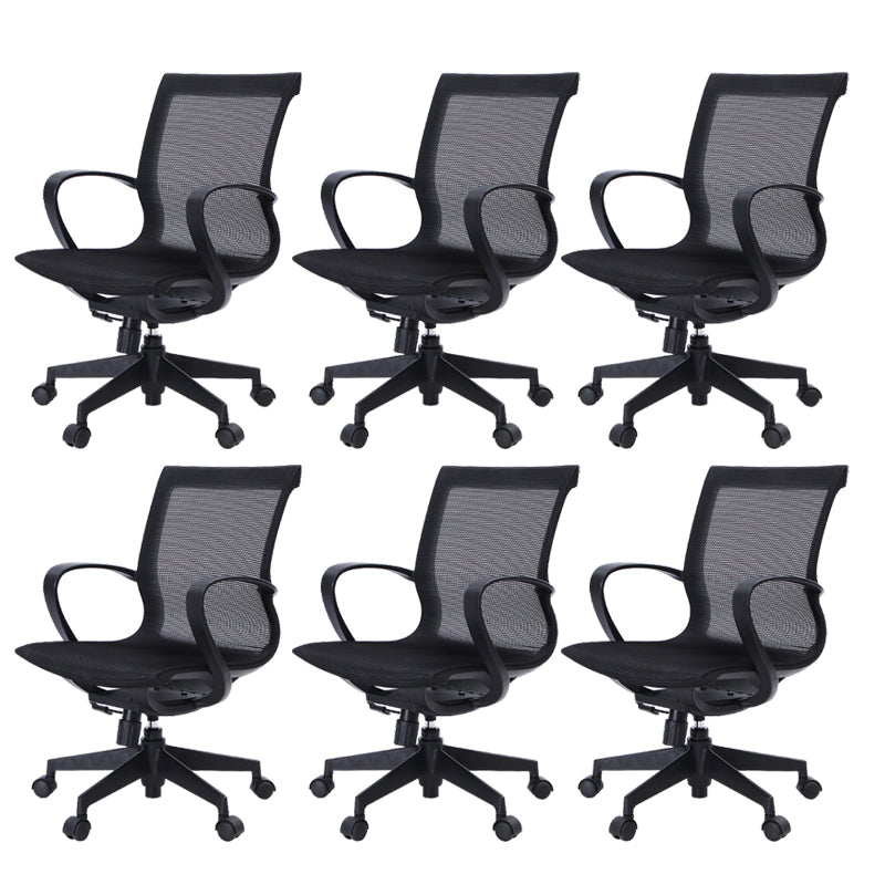 Mid-Back Swivel/Tilt Chair Black Office Chair Fixed Arms Desk Chair