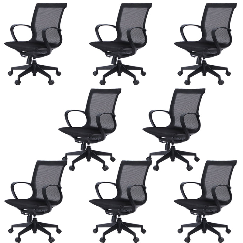 Mid-Back Swivel/Tilt Chair Black Office Chair Fixed Arms Desk Chair