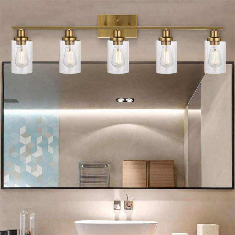 Glass Bath Vanity Lighting Polish Finish  Light for Bathroom