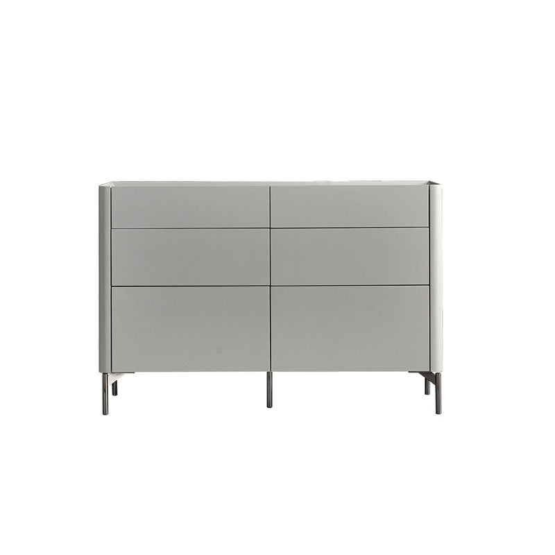 Grey Engineered Wood Sideboard Modern Stone Countertop Buffet with Drawer for Dining Room