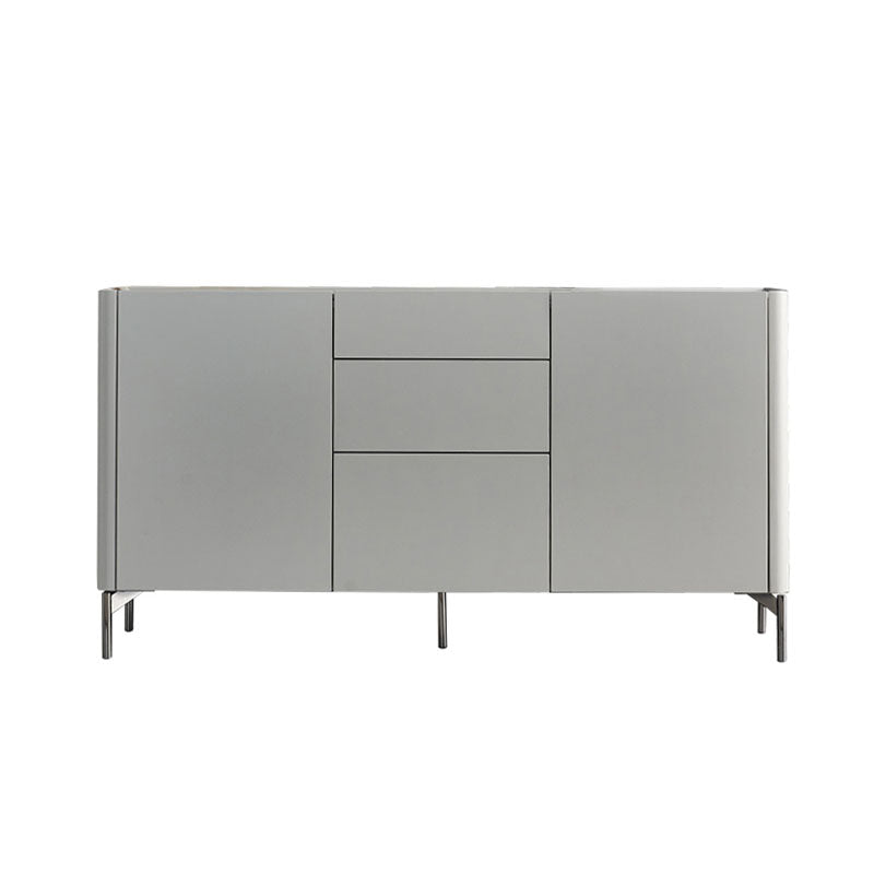 Grey Engineered Wood Sideboard Modern Stone Countertop Buffet with Drawer for Dining Room