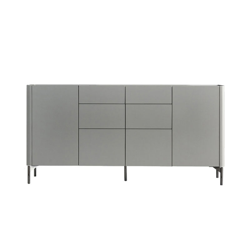 Grey Engineered Wood Sideboard Modern Stone Countertop Buffet with Drawer for Dining Room