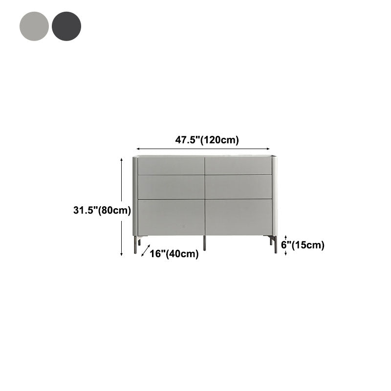 Grey Engineered Wood Sideboard Modern Stone Countertop Buffet with Drawer for Dining Room