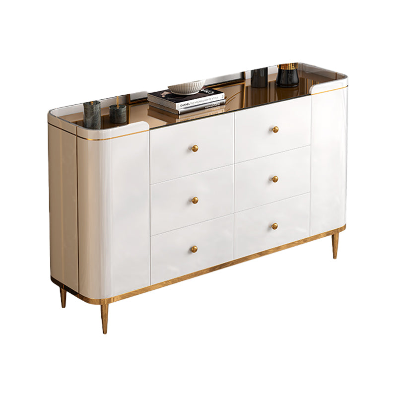 Modern Wood Buffet Sideboard Dining Room 33.4"H 6 Drawer 2 Door Buffet Server in White