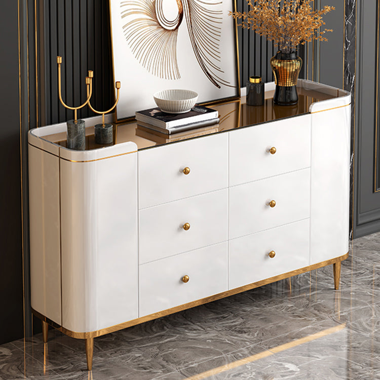 Modern Wood Buffet Sideboard Dining Room 33.4"H 6 Drawer 2 Door Buffet Server in White