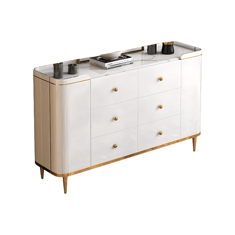 Modern Wood Buffet Sideboard Dining Room 33.4"H 6 Drawer 2 Door Buffet Server in White