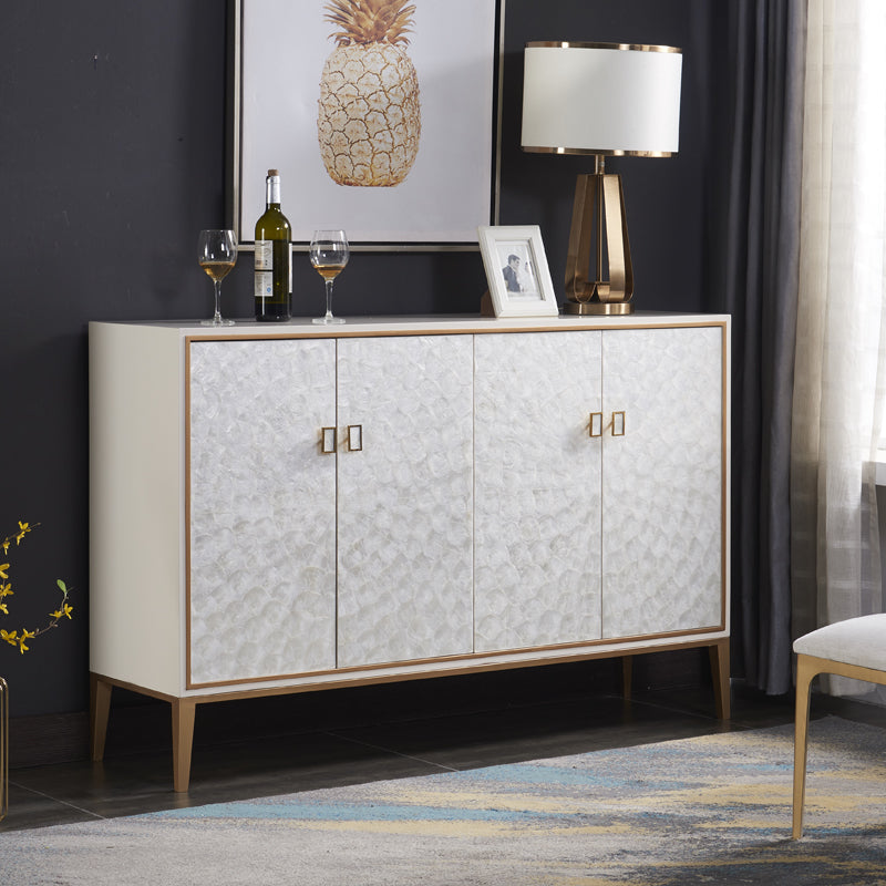 Glam Living Room Dining Buffet Engineered Wood and Metal Cabinets Sideboard Table