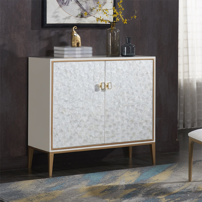 Glam Living Room Dining Buffet Engineered Wood and Metal Cabinets Sideboard Table