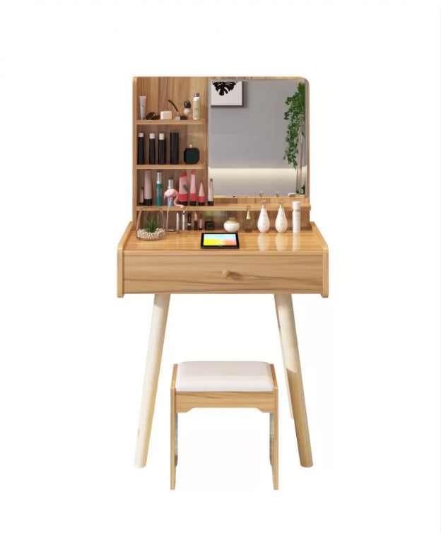 Wood Makeup Vanity Table Modernism 1/3-Drawer Vanity Table Set