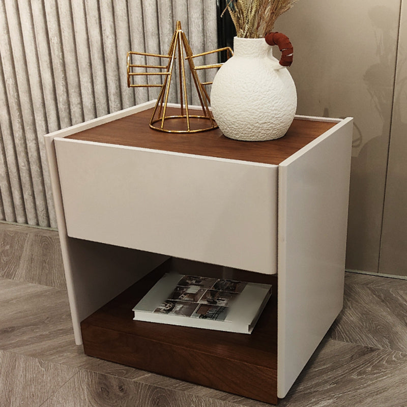 1-Drawer Modern Nightstand Solid Wood 1-Shelf 20" H Bed Nightstand