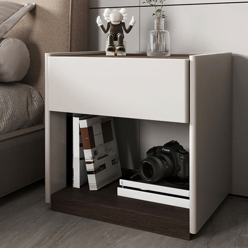 1-Drawer Modern Nightstand Solid Wood 1-Shelf 20" H Bed Nightstand