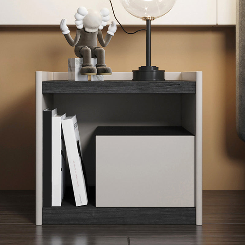 1-Drawer Modern Nightstand Solid Wood 1-Shelf 20" H Bed Nightstand