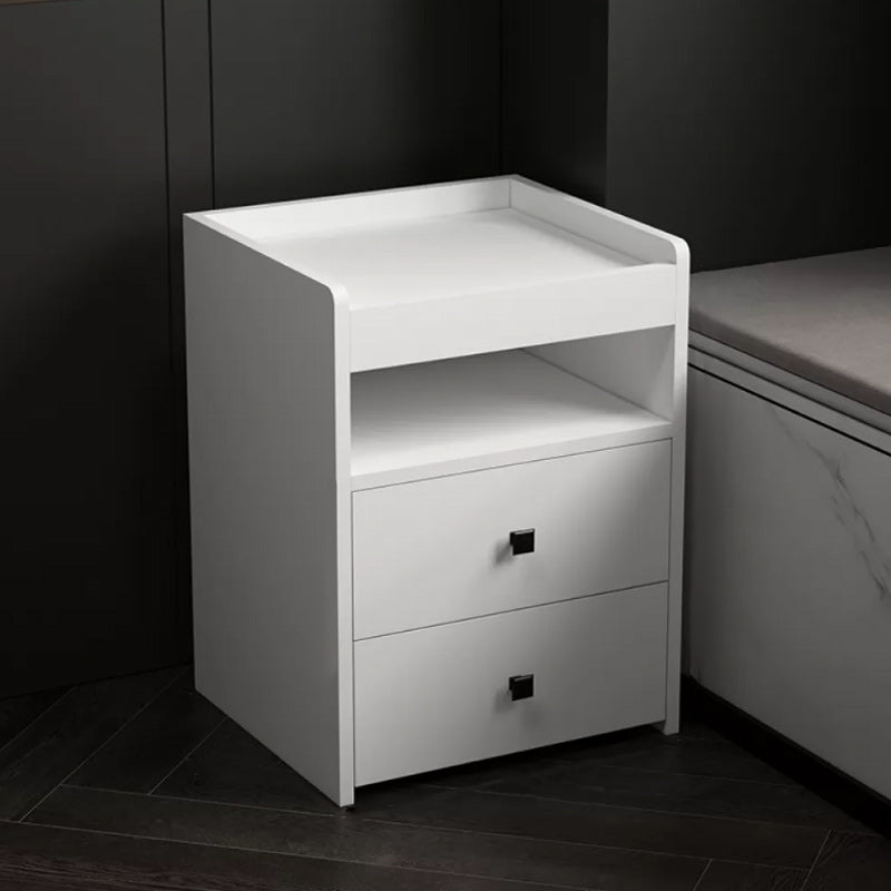 Modern Open Storage Nightstand 2-Drawer 24 Inch H Imitation Wood Night Table