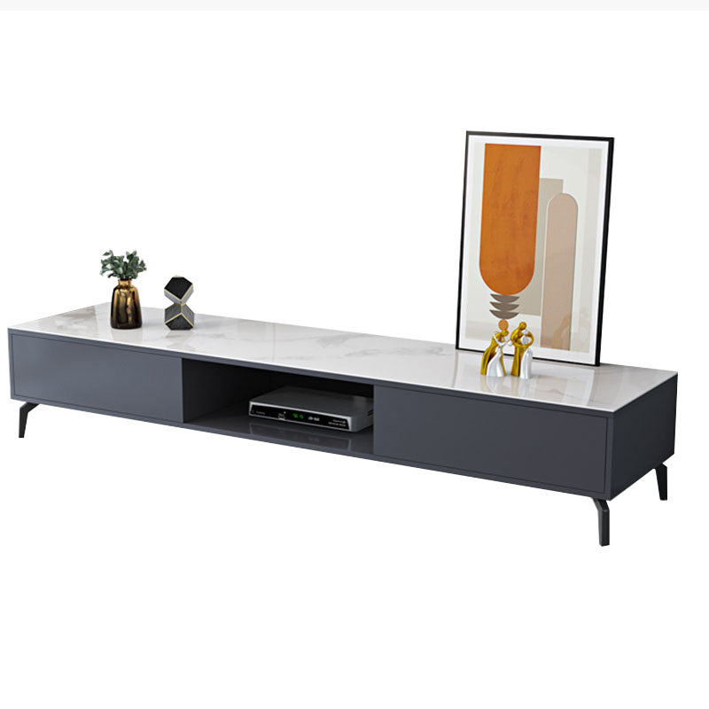 Glam Glass Top Media Console TV Stand Engineered Wood TV Console