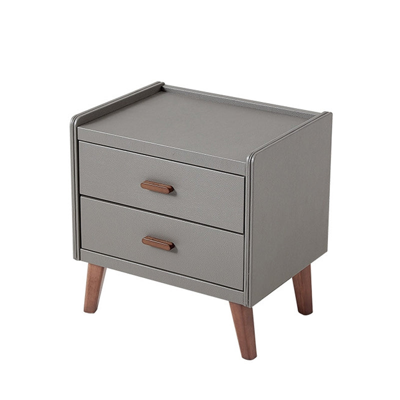 Wood and Stone Bedside Cabinet Modern Drawers Included Night Table Drawer Storage