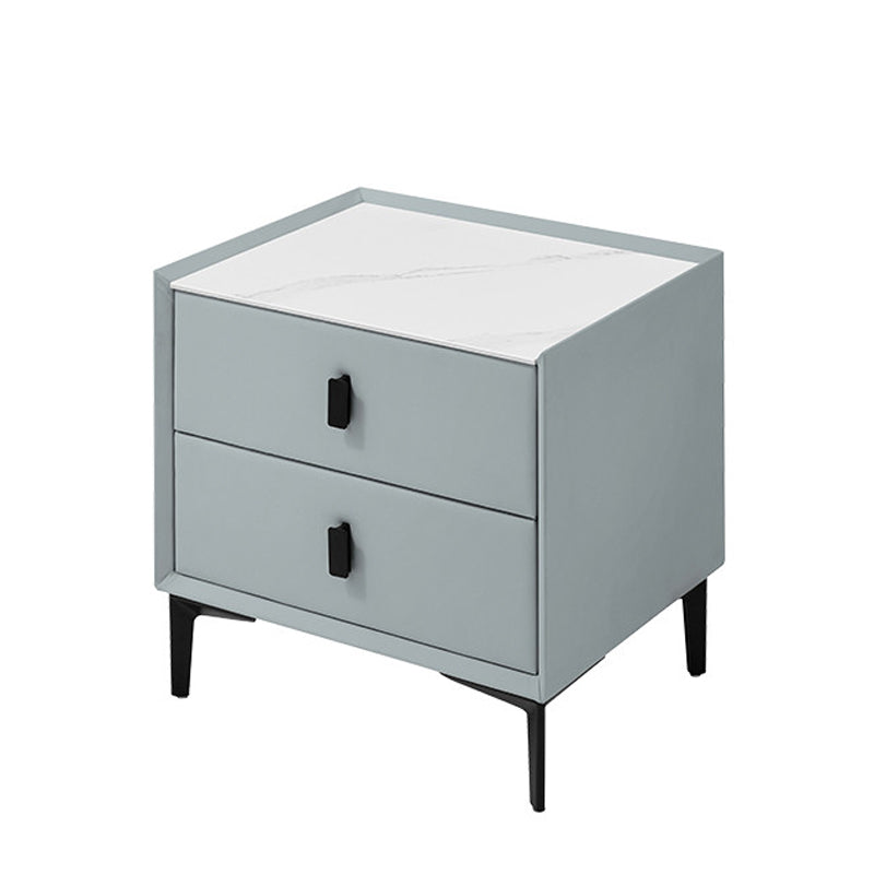 Wood and Stone Bedside Cabinet Modern Drawers Included Night Table Drawer Storage