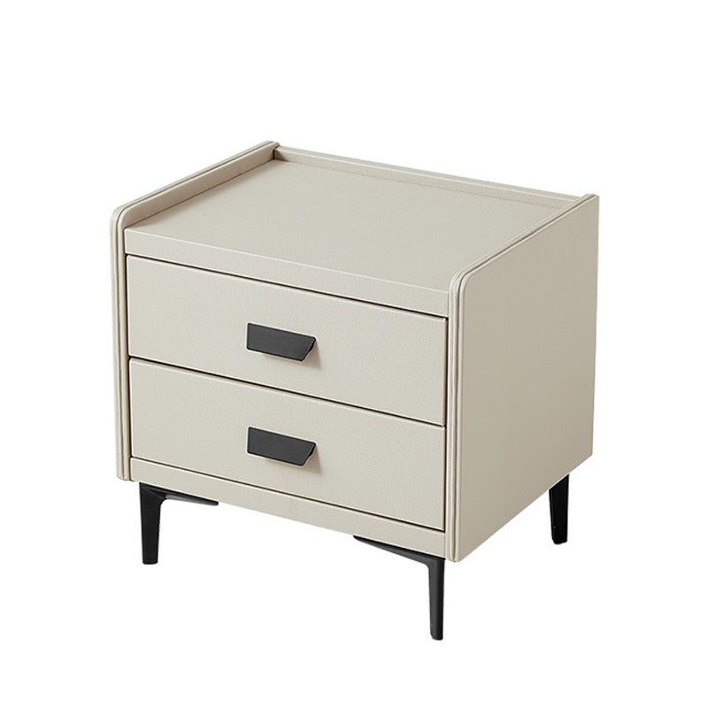 Wood and Stone Bedside Cabinet Modern Drawers Included Night Table Drawer Storage