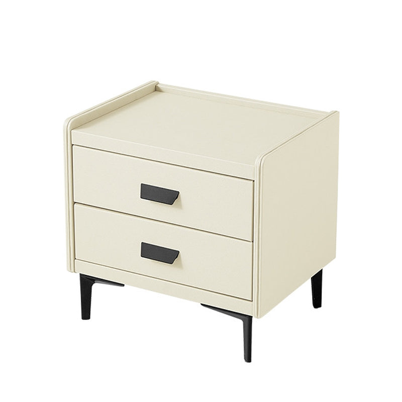 Wood and Stone Bedside Cabinet Modern Drawers Included Night Table Drawer Storage