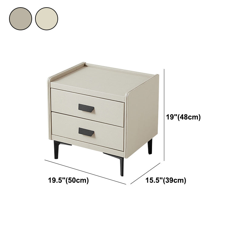 Wood and Stone Bedside Cabinet Modern Drawers Included Night Table Drawer Storage