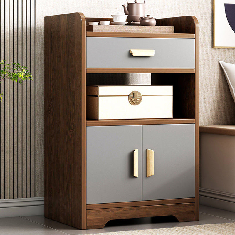 Contemporary Wooden Bedside Cabinet Lower Shelf Night Table for Bedroom