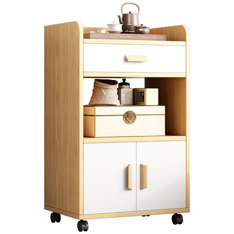 Contemporary Wooden Bedside Cabinet Lower Shelf Night Table for Bedroom