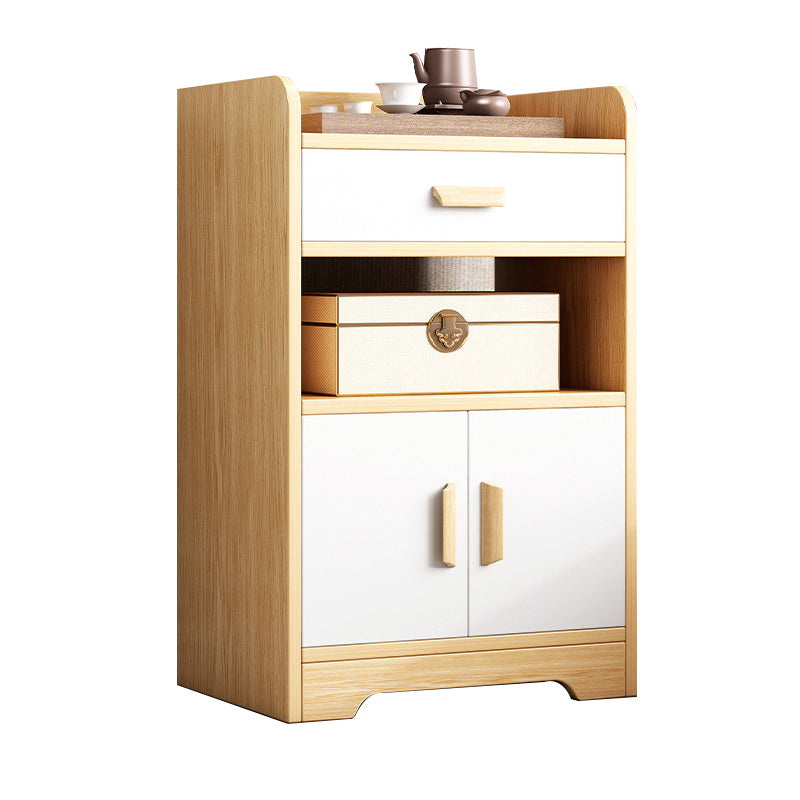 Contemporary Wooden Bedside Cabinet Lower Shelf Night Table for Bedroom