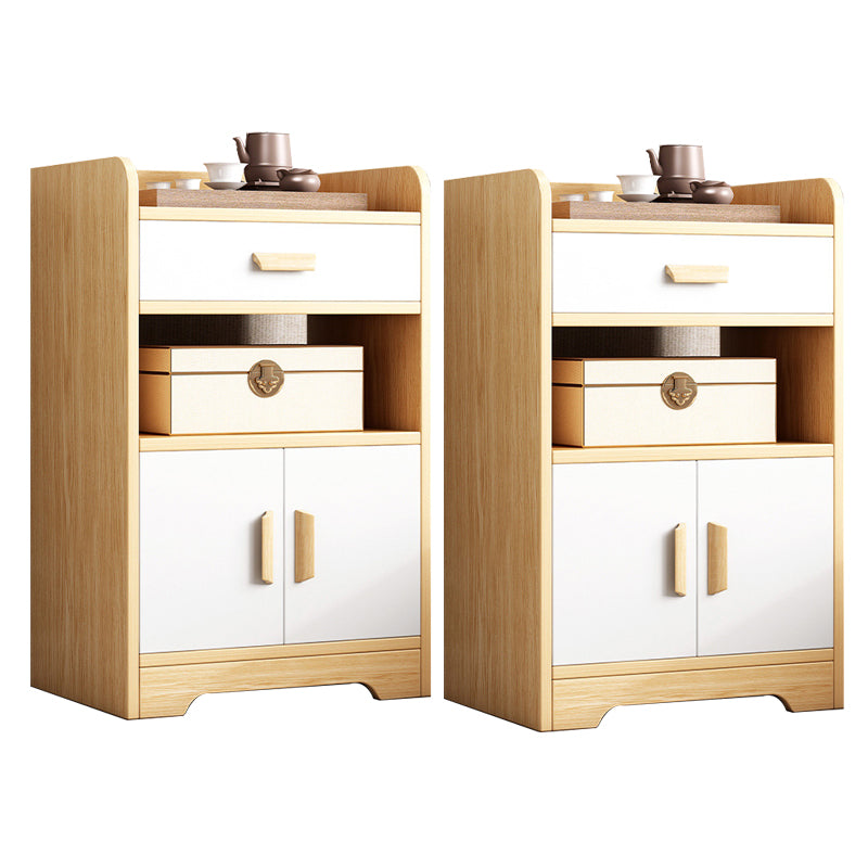 Contemporary Wooden Bedside Cabinet Lower Shelf Night Table for Bedroom