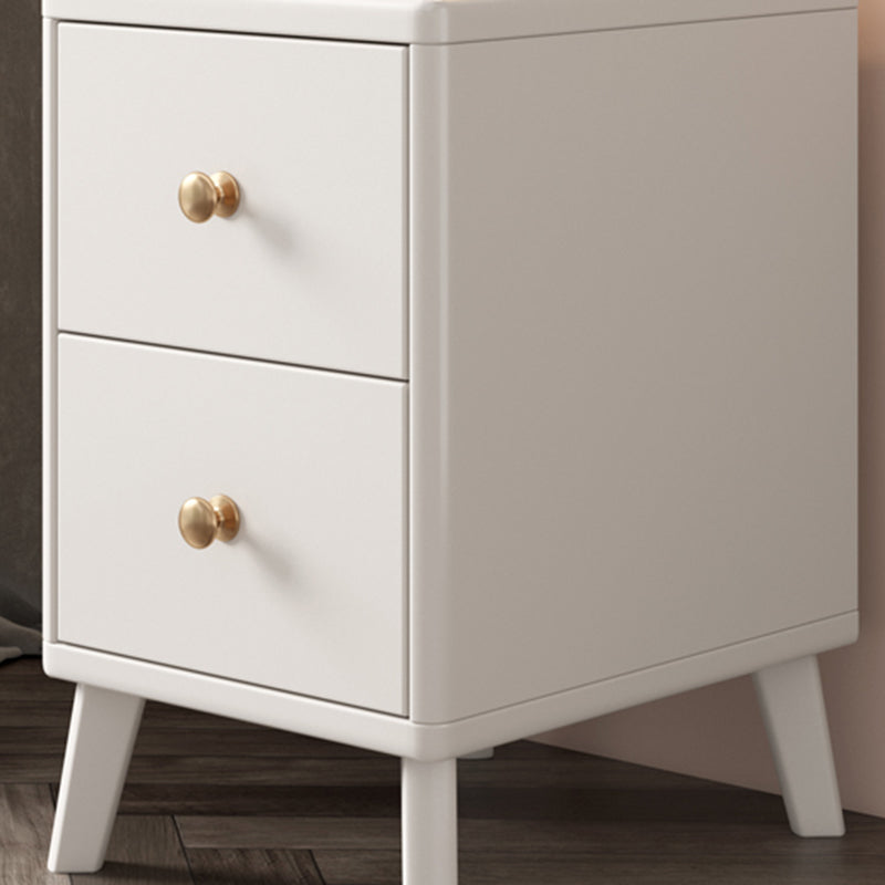 Solid Wood Nightstand Modern 2-Drawer Storage 20 Inch H Night Table with Legs