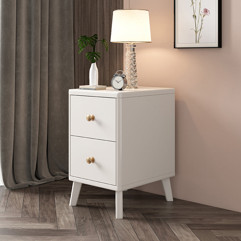 Solid Wood Nightstand Modern 2-Drawer Storage 20 Inch H Night Table with Legs