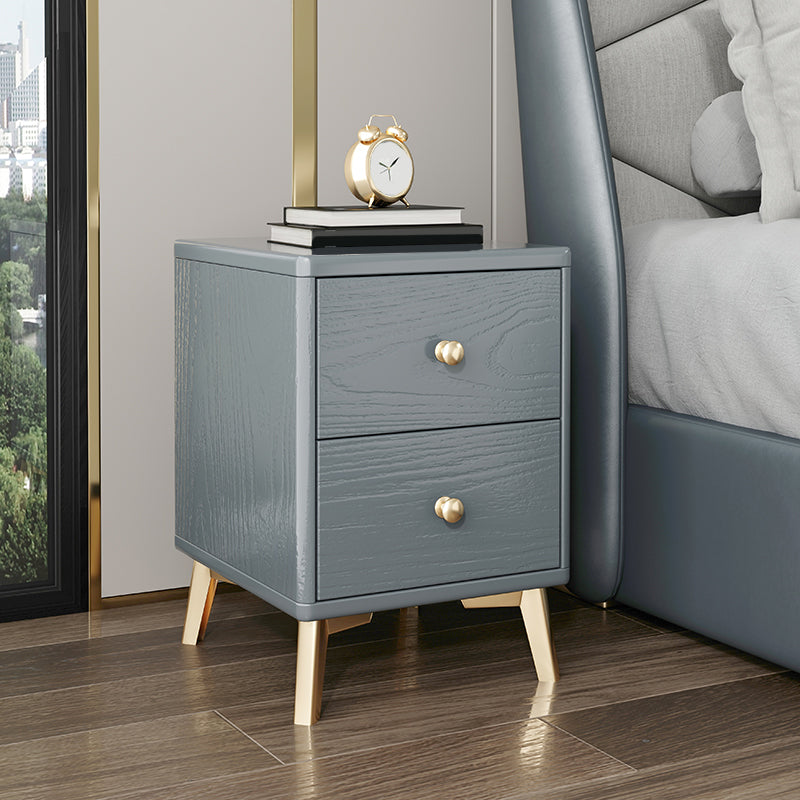 Solid Wood Nightstand Modern 2-Drawer Storage 20 Inch H Night Table with Legs