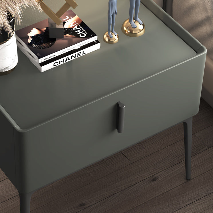 Modern 18 Inch H Nightstand Faux Leather 1-Drawer Night Table with Legs