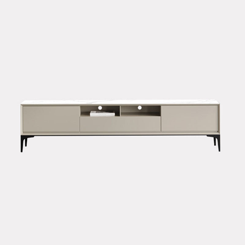 Modern Stone & Wood TV Stand 18.11" H 3/4-Drawer TV Console with Shelves