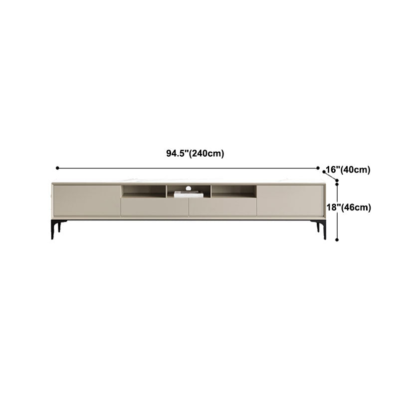 Modern Stone & Wood TV Stand 18.11" H 3/4-Drawer TV Console with Shelves