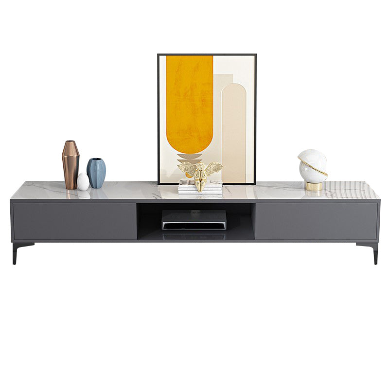 Contemporary 2-Door TV Stand 1-Open Shelf TV Console - 15.75" H