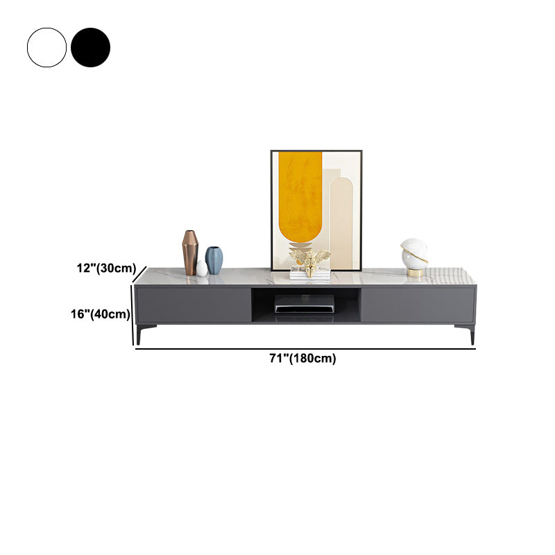 Contemporary 2-Door TV Stand 1-Open Shelf TV Console - 15.75" H