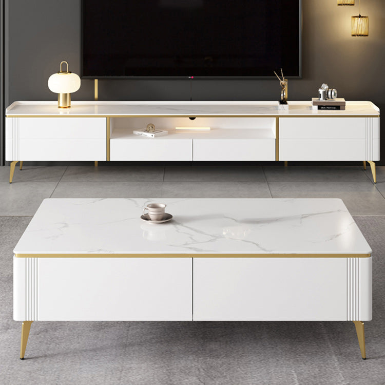 Luxurious Stone TV Stand Console 4 Drawers TV Console with Shelf