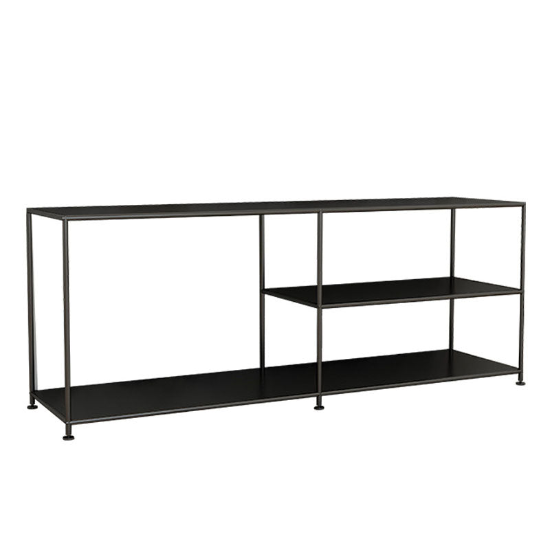 Black/White Metal TV Media Stand Industrial TV Stand Console with Shelves