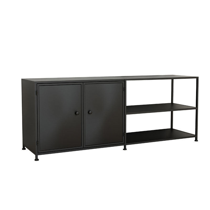 Black/White Metal TV Media Stand Industrial TV Stand Console with Shelves