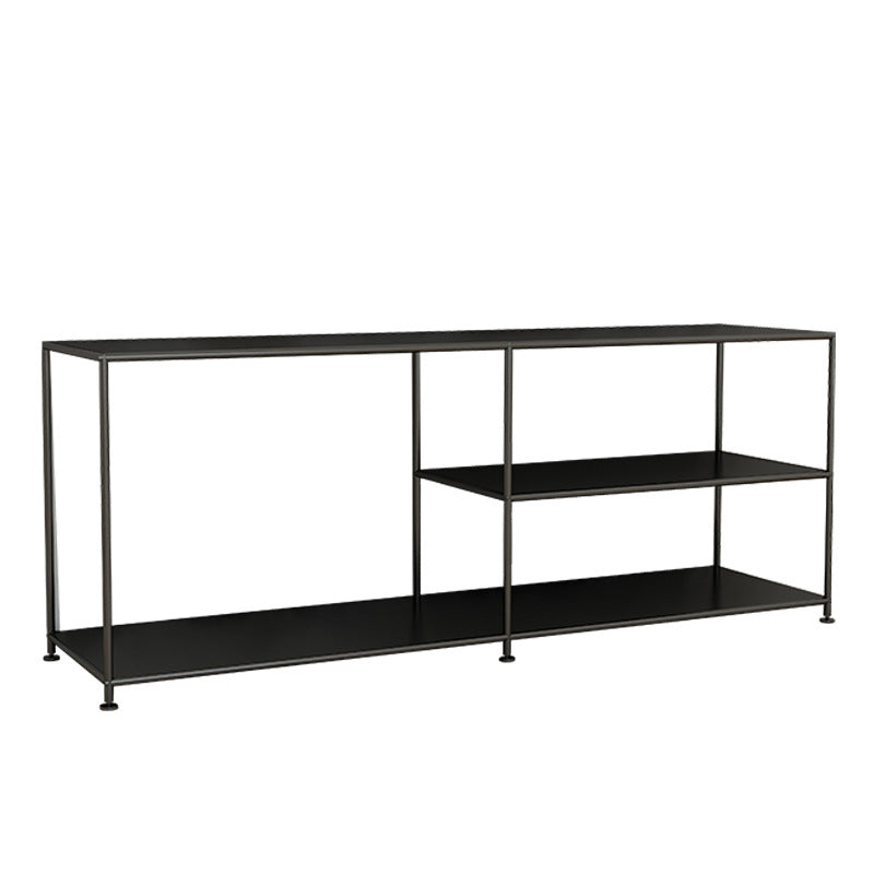 Black/White Metal TV Media Stand Industrial TV Stand Console with Shelves