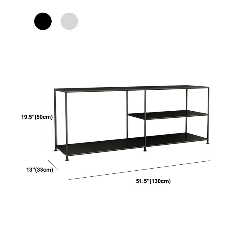 Black/White Metal TV Media Stand Industrial TV Stand Console with Shelves