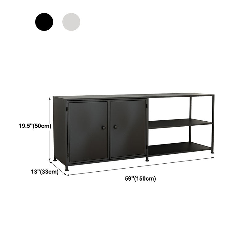 Black/White Metal TV Media Stand Industrial TV Stand Console with Shelves