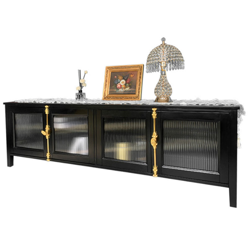 Industrial 4-Door TV Stand 21.65" H Metal TV Console in Black