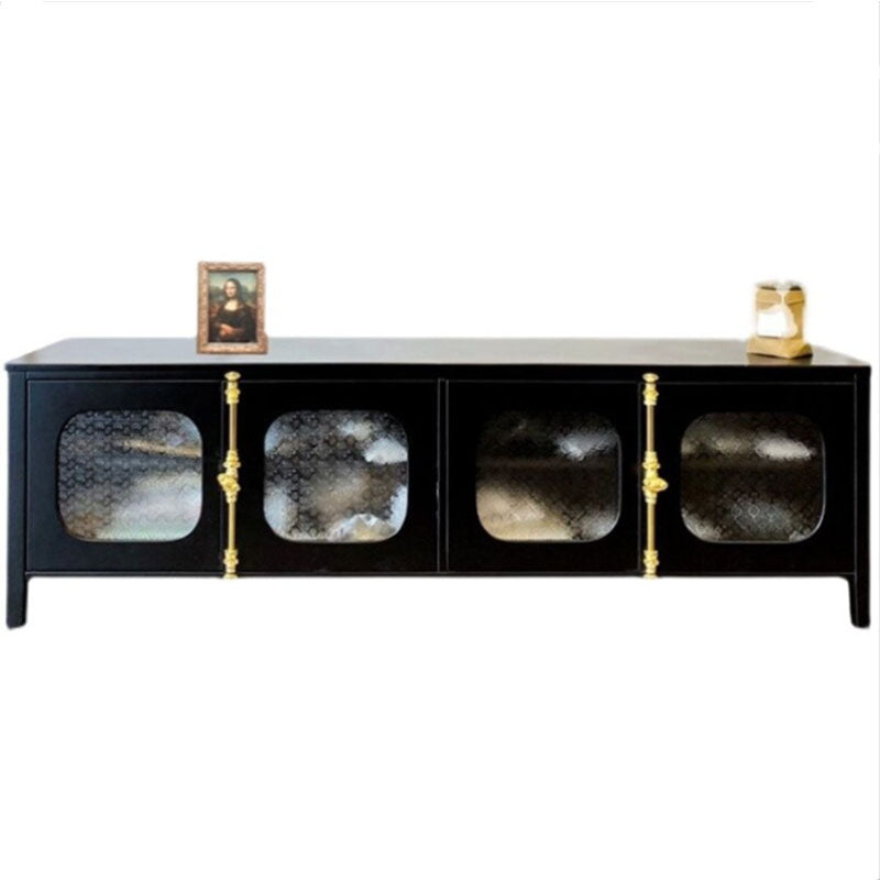 Industrial 4-Door TV Stand 21.65" H Metal TV Console in Black