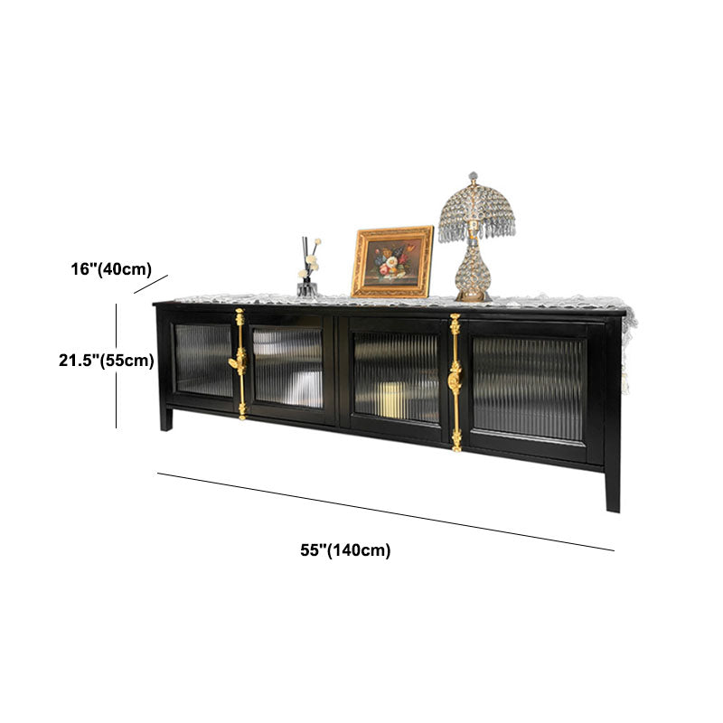 Industrial 4-Door TV Stand 21.65" H Metal TV Console in Black