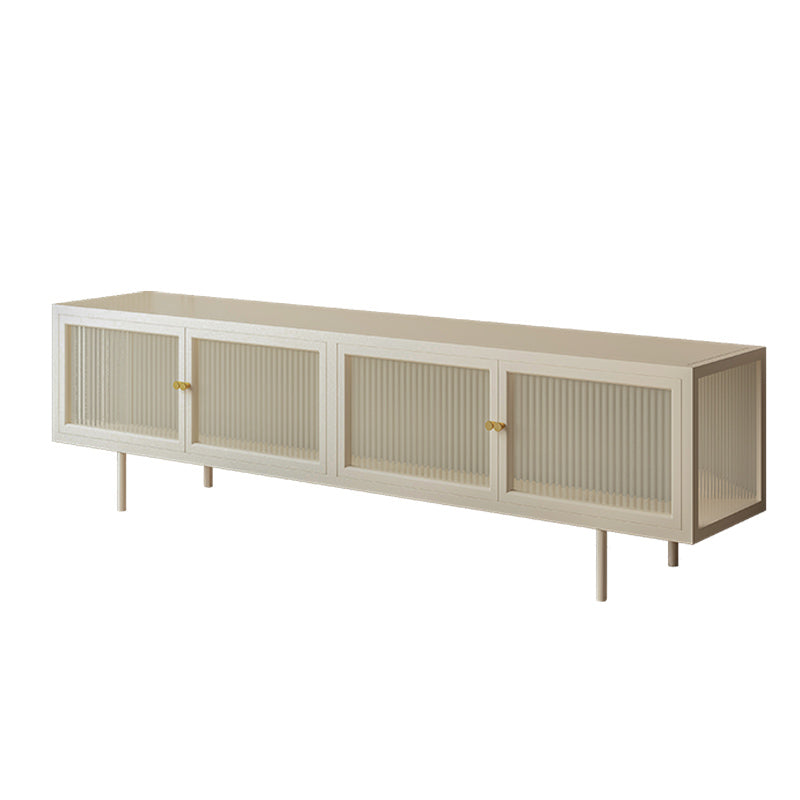 Metal and Glass TV Media Stand Industrial Media Console with Doors