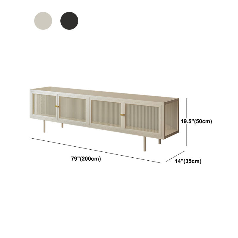 Metal and Glass TV Media Stand Industrial Media Console with Doors