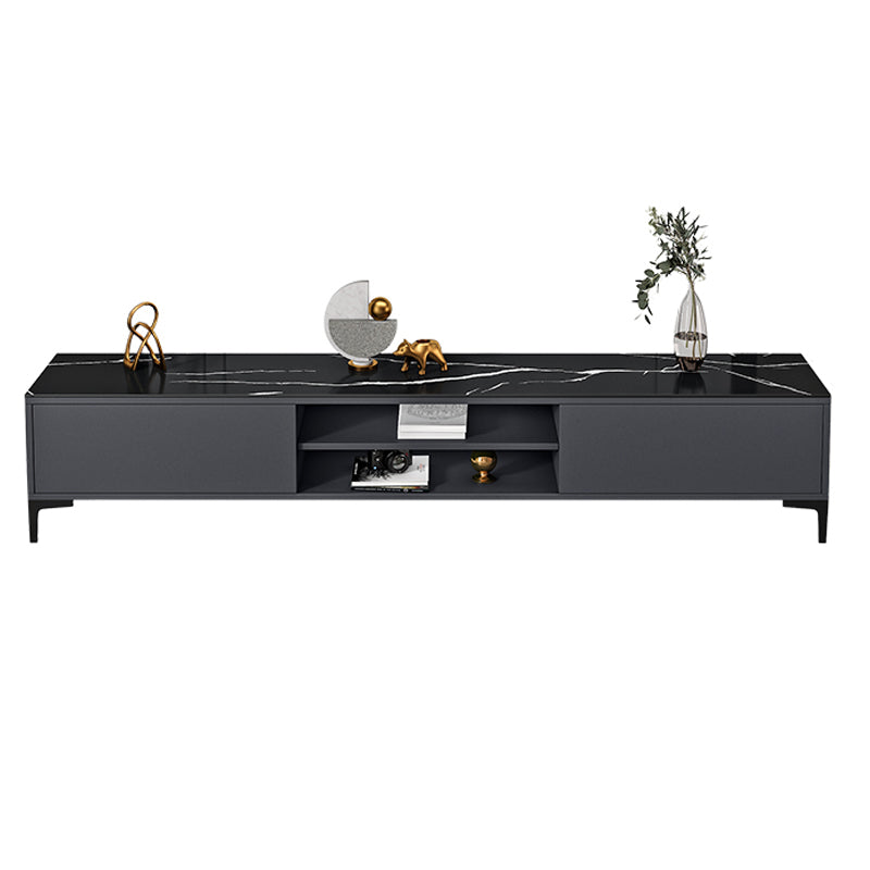 Glam TV Media Console 2 Doors Glass Top Media Console TV Stand